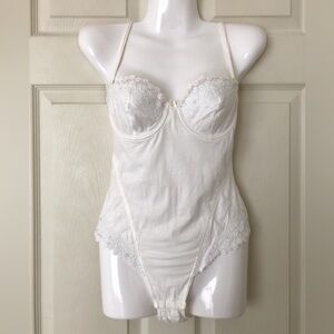 NWOT Variance Lace-Trimmed Underwire Bra Top Stretch Cotton Bodysuit Size 34B